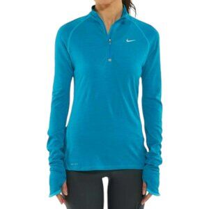 Nike Dri-Fit Wool Blend Half-Zip Running Top Reflective Accents - Turquoise - M